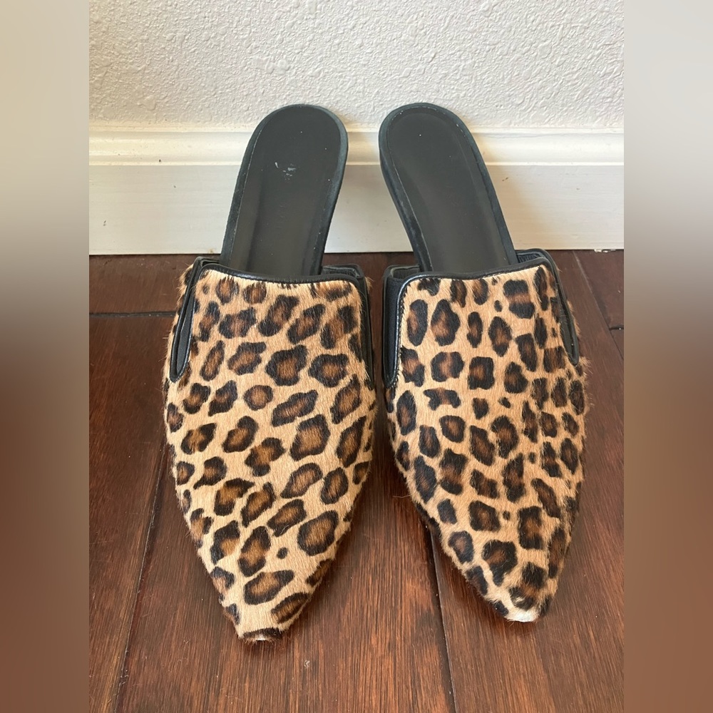 Jenni Kayne Leopard Print Pointed Toe Mules